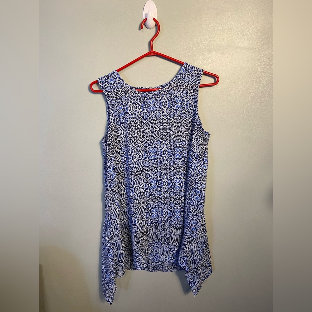 Fever Blue and White Patterned Top